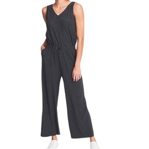 Old Navy Breathe On Double V-Neck Wide-Leg Jumpsuit Charcoal - L
